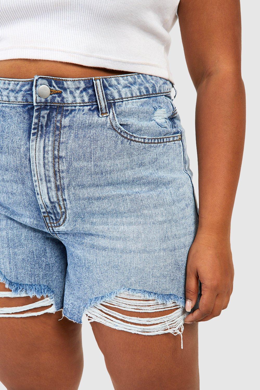 High waisted denim hot sale mom shorts